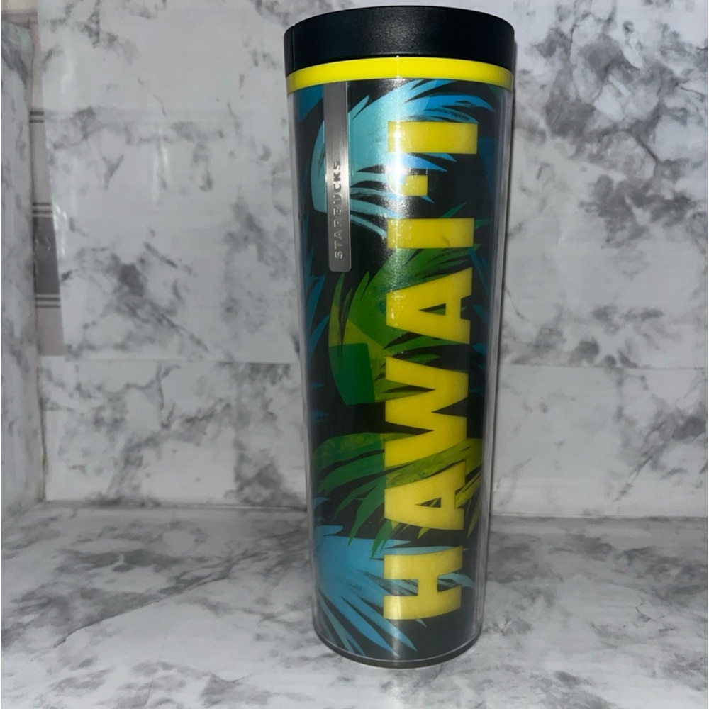 Starbucks Hawaii Tumbler 16 oz Yellow Green Blue Travel Coffee Tea Water 2013
